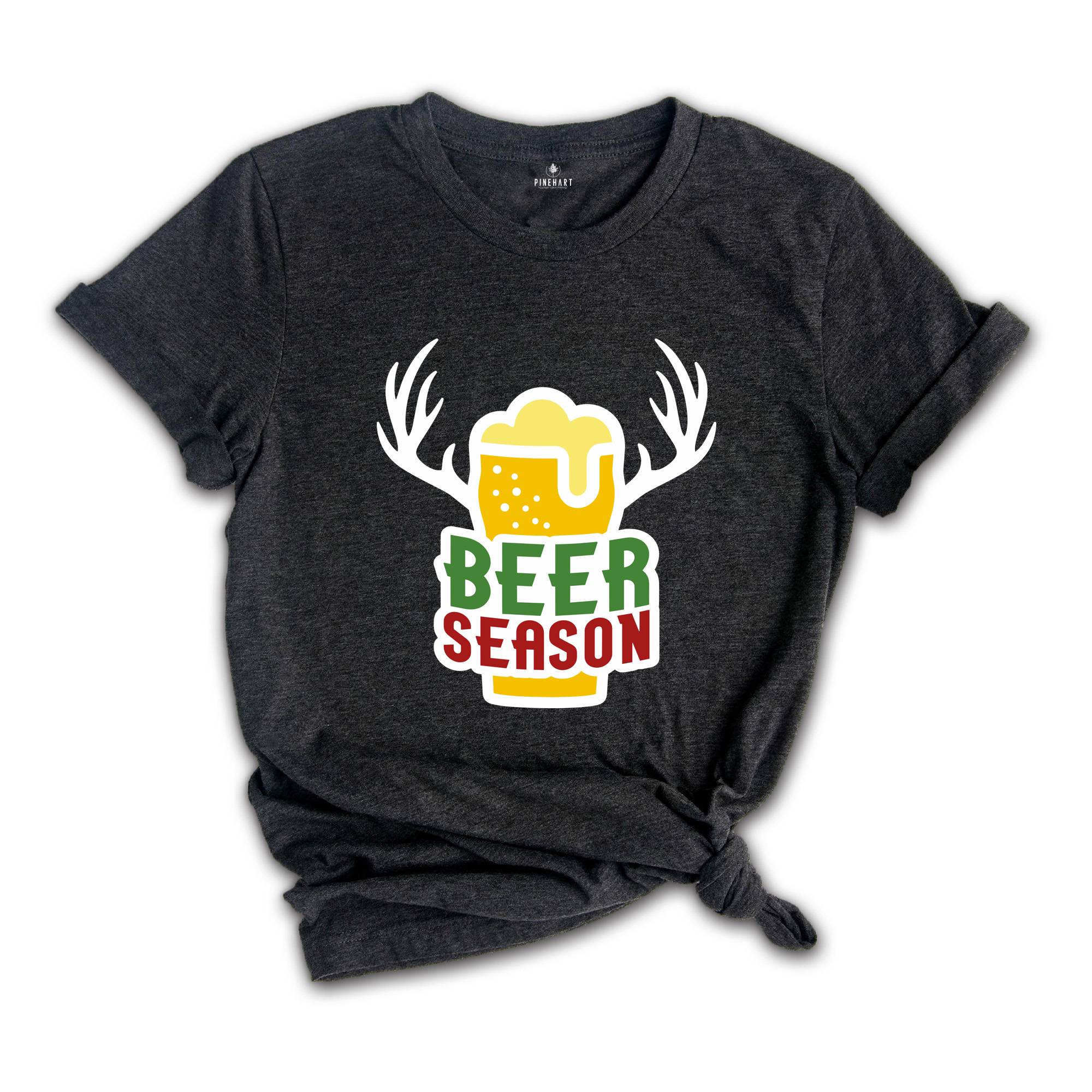 Beer Season Shirt, Christmas Beer Tee, Xmas Reindeer Tee, Christmas Party Tee, Christmas Sweatshirt, Drunkard Gift, Drinking Party Tee