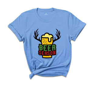Beer Season Shirt, Christmas Beer Tee, Xmas Reindeer Tee, Christmas Party Tee, Christmas Sweatshirt, Drunkard Gift, Drinking Party Tee