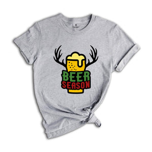 Beer Season Shirt, Christmas Beer Tee, Xmas Reindeer Tee, Christmas Party Tee, Christmas Sweatshirt, Drunkard Gift, Drinking Party Tee