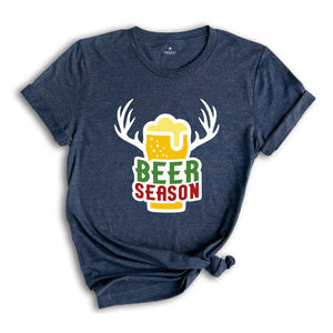 Beer Season Shirt, Christmas Beer Tee, Xmas Reindeer Tee, Christmas Party Tee, Christmas Sweatshirt, Drunkard Gift, Drinking Party Tee