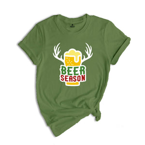 Beer Season Shirt, Christmas Beer Tee, Xmas Reindeer Tee, Christmas Party Tee, Christmas Sweatshirt, Drunkard Gift, Drinking Party Tee