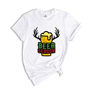 Beer Season Shirt, Christmas Beer Tee, Xmas Reindeer Tee, Christmas Party Tee, Christmas Sweatshirt, Drunkard Gift, Drinking Party Tee