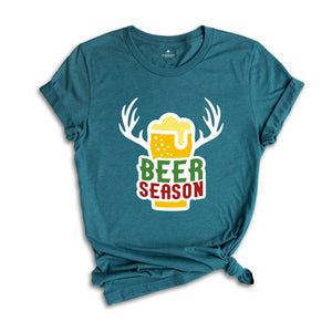 Beer Season Shirt, Christmas Beer Tee, Xmas Reindeer Tee, Christmas Party Tee, Christmas Sweatshirt, Drunkard Gift, Drinking Party Tee