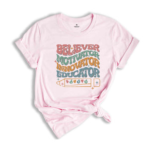 Believer Motivator Innovator Educator Shirt, Cute Teacher Gift, Teacher Appreciation, School Shirt, Teacher Shirt, Back To School Tee