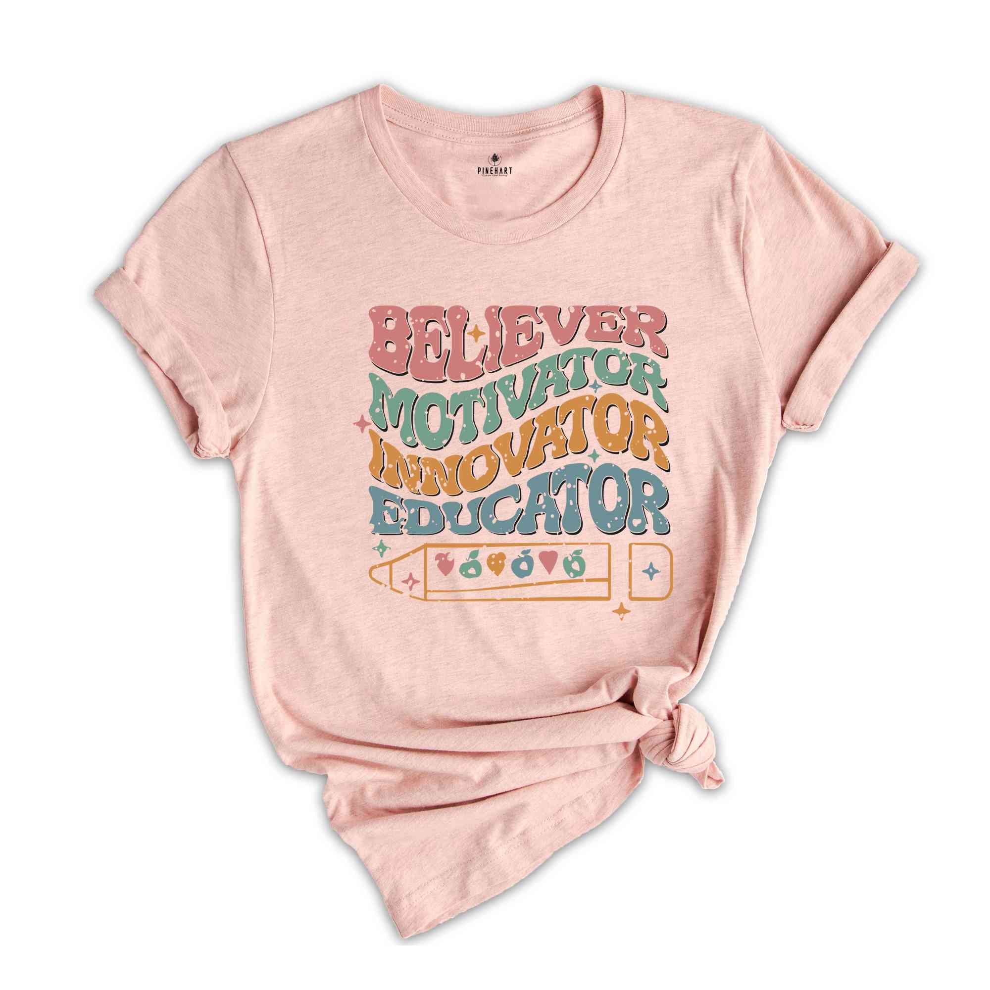 Believer Motivator Innovator Educator Shirt, Cute Teacher Gift, Teacher Appreciation, School Shirt, Teacher Shirt, Back To School Tee