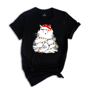 Bemusedly Black Christmas Cat Tee, Black Cat Shirt, Christmas Shirt, Cat Lover Shirt ,Funny Christmas Gift, Santa Claus Shirt, Holiday Shirt