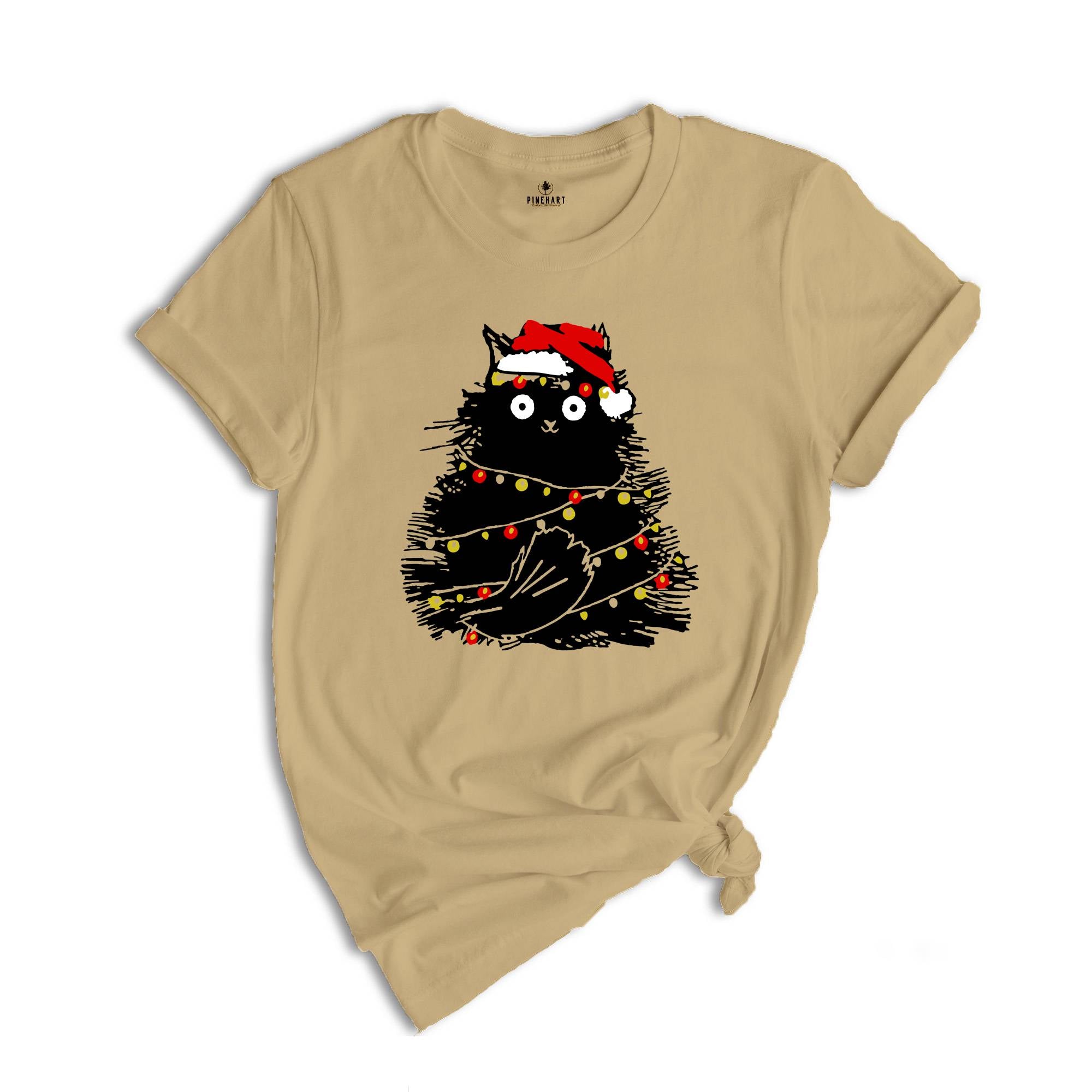 Bemusedly Black Christmas Cat Tee, Black Cat Shirt, Christmas Shirt, Cat Lover Shirt ,Funny Christmas Gift, Santa Claus Shirt, Holiday Shirt
