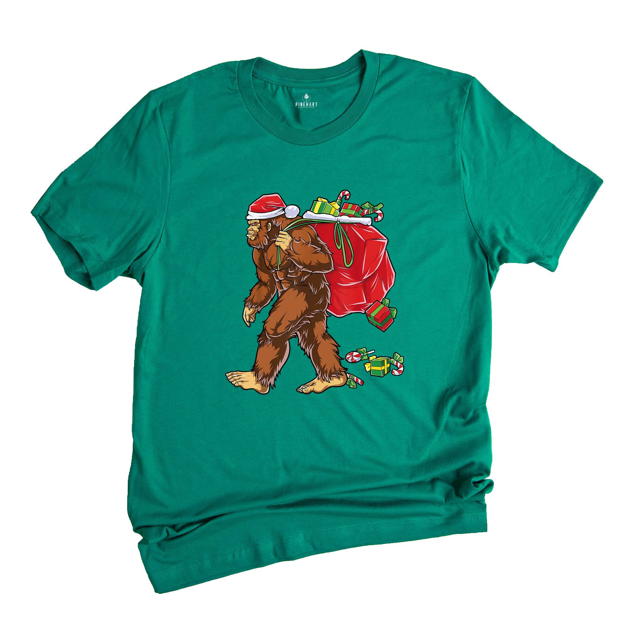 Bigfoot Carrying Presents Shirt, Funny Christmas T-Shirt, Big Foot Hunter Shirt, Bigfoot Xmas Shirt, Christmas Gift