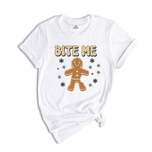 Bite Me Snowflake Gingerbread Man Sweatshirt, Cute Xmas Hoodie, Christmas Party, Christmas Reunion, Christmas Outfit