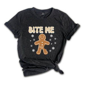 Bite Me Snowflake Gingerbread Man Sweatshirt, Cute Xmas Hoodie, Christmas Party, Christmas Reunion, Christmas Outfit