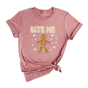 Bite Me Snowflake Gingerbread Man Sweatshirt, Cute Xmas Hoodie, Christmas Party, Christmas Reunion, Christmas Outfit