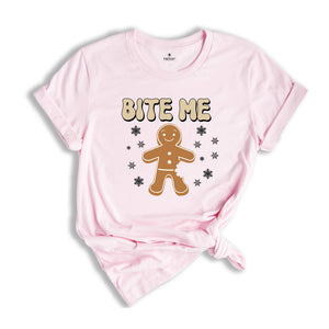 Bite Me Snowflake Gingerbread Man Sweatshirt, Cute Xmas Hoodie, Christmas Party, Christmas Reunion, Christmas Outfit