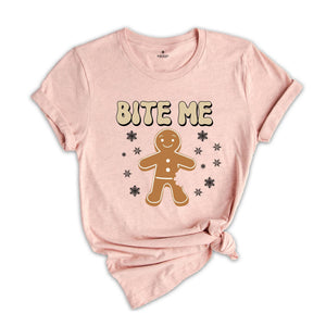 Bite Me Snowflake Gingerbread Man Sweatshirt, Cute Xmas Hoodie, Christmas Party, Christmas Reunion, Christmas Outfit