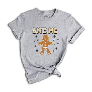Bite Me Snowflake Gingerbread Man Sweatshirt, Cute Xmas Hoodie, Christmas Party, Christmas Reunion, Christmas Outfit
