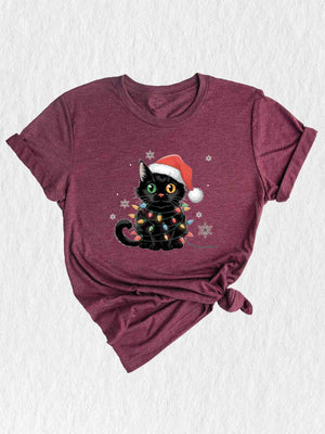 Black Cat Christmas Shirt, Funny Christmas Shirts, Black cat Shirt, Christmas Lights Holiday Shirt, Family Christmas Tee, Cat Lover Shirt
