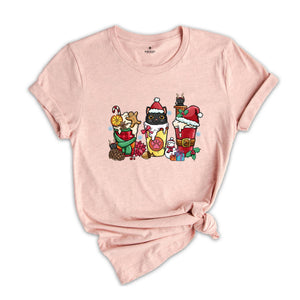 Black Cat Christmas Shirt, Santa Latte T-Shirt, Coffee Lovers Shirt, Christmas Coffee Shirt, Cute Christmas, Cat Lover Shirt