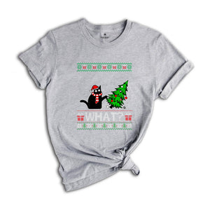 Black Cat What, Black Cat Shirt, Christmas Shirt, Cat Lover Shirt ,Funny Christmas Gift, Santa Claus Shirt