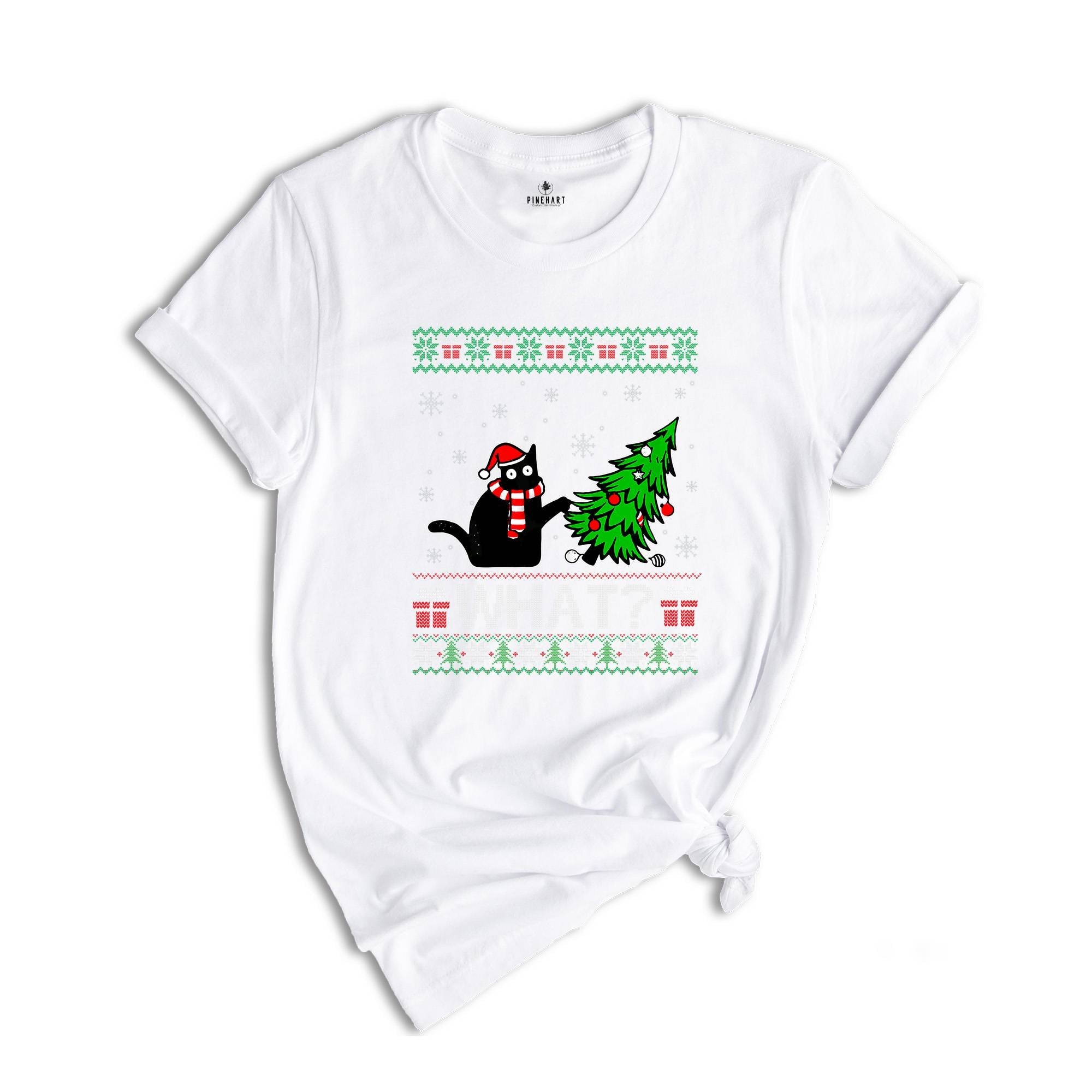 Black Cat What, Black Cat Shirt, Christmas Shirt, Cat Lover Shirt ,Funny Christmas Gift, Santa Claus Shirt