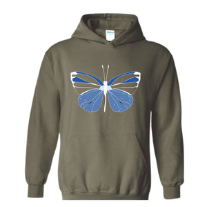 Blue Butterfly Sweatshirt, Butterfly Lover Sweatshirt, Butterfly Hoodie, Butterflies Sweater, Blue Lover Gift, Woman Butterfly Sweatshirt