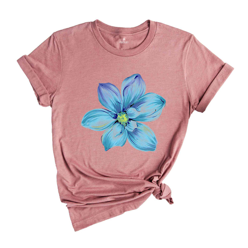 Blue Watercolor Flower Shirt, Daisy Flower Shirt, Plants Lover Gift, Botanical Shirt, Plant Mom Shirt, Flower Shop Shirt