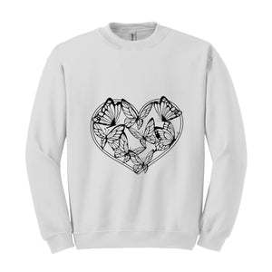 Boho Butterflies Heart Sweatshirt, Butterflies Sweatshirt, Heart Sweatshirt, Butterfly Lover Gift,Boho Sweatshirt