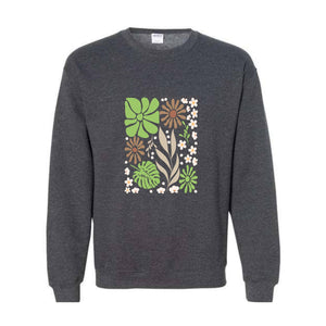 Boho Flowers Sweatshirt, Women Floral Minimalist Sweatshirt, Floral Sweatshirt, Boho Wildflowers Sweatshirt