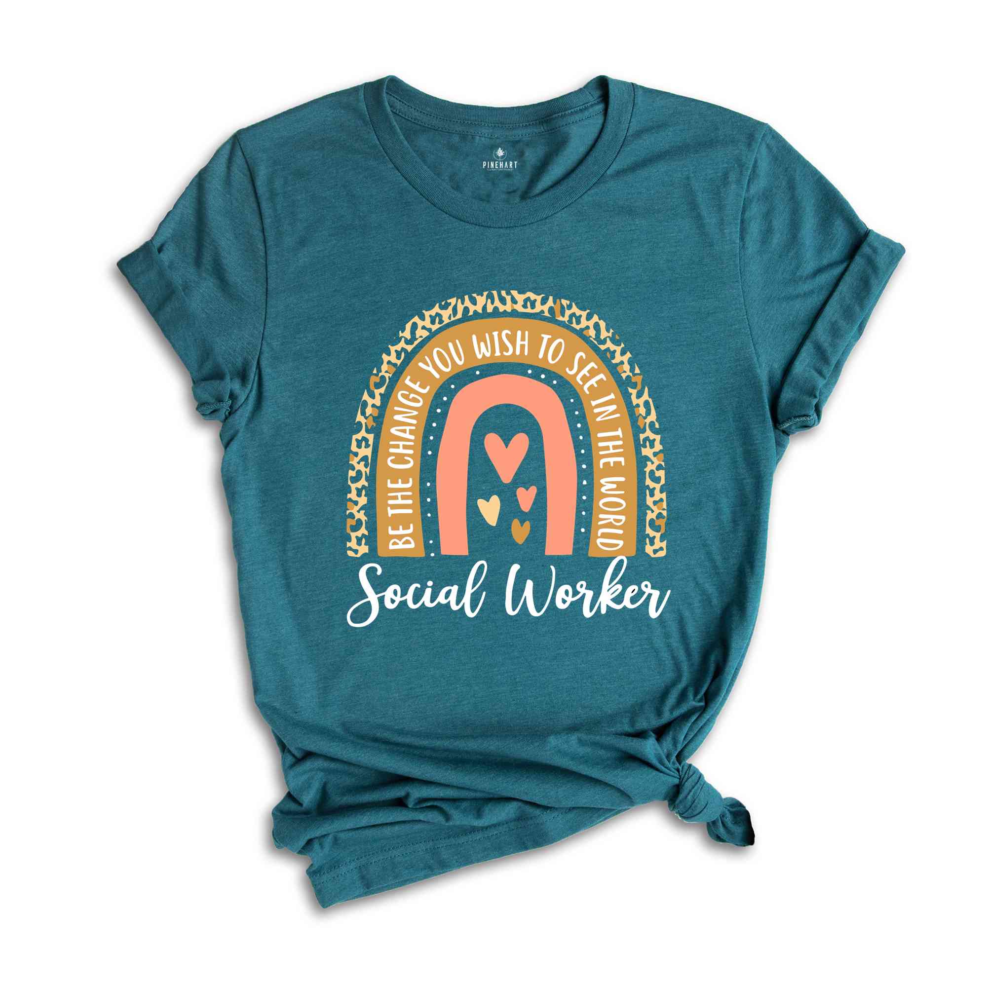 Boho Rainbow Social Worker Shirt, Cute Graphic Shirts, Gift Therapy Team, Motivational Gift For Social Worker, Social Worker T-shirt