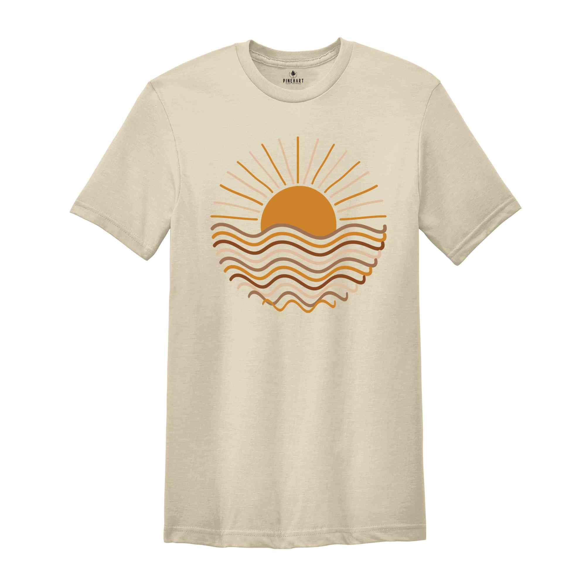 Boho Sunset Shirt, Waves Sunset Shirt, Wave Sunset Shirt, Surfing Inspired Shirt, Surfer Girl Shirt, Beachy Vibes Shirt, Vacation Shirt