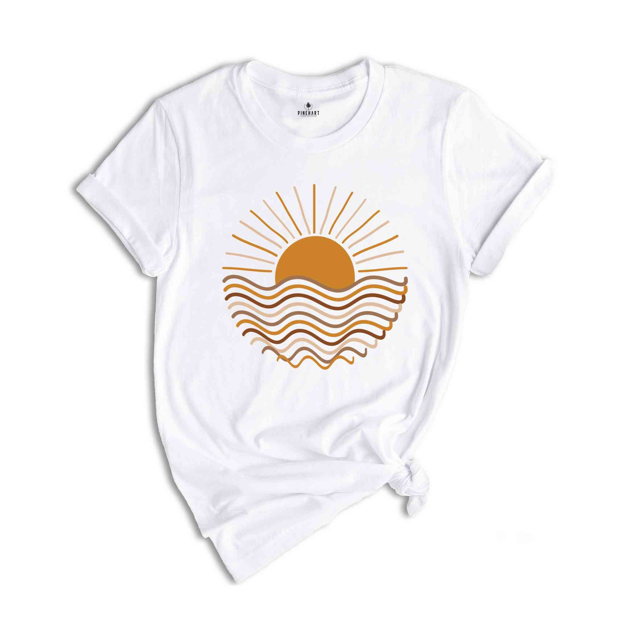 Boho Sunset Shirt, Waves Sunset Shirt, Wave Sunset Shirt, Surfing Inspired Shirt, Surfer Girl Shirt, Beachy Vibes Shirt, Vacation Shirt