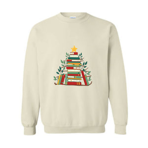 Book Christmas Tree Sweatshirt, Book Lover Gift, Christmas Tree T-Shirt, Book Lover Shirt, Christmas Bookworm, Bookish Christmas Gift, Liter