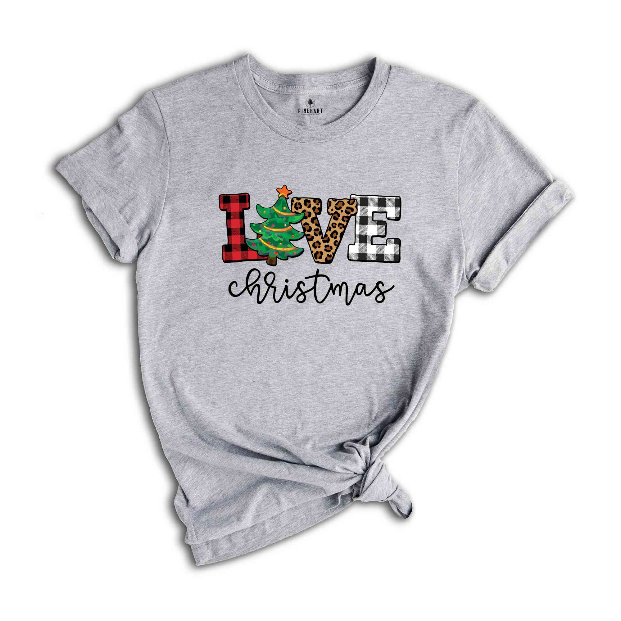 Buffalo Plaid Love Christmas T-Shirt, Funny Christmas shirt, Christmas Gift, Christmas 2025 Shirt, Christmas Tree Shirt