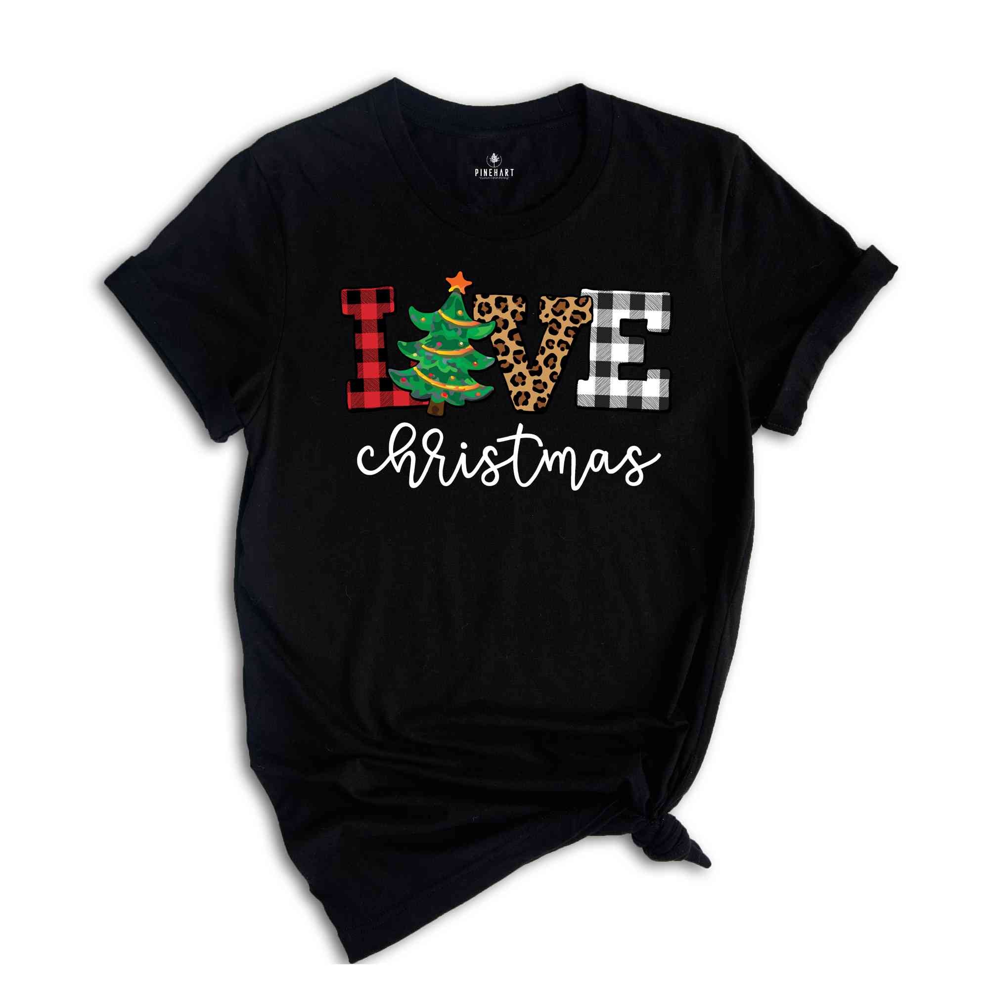 Buffalo Plaid Love Christmas T-Shirt, Funny Christmas shirt, Christmas Gift, Christmas 2025 Shirt, Christmas Tree Shirt