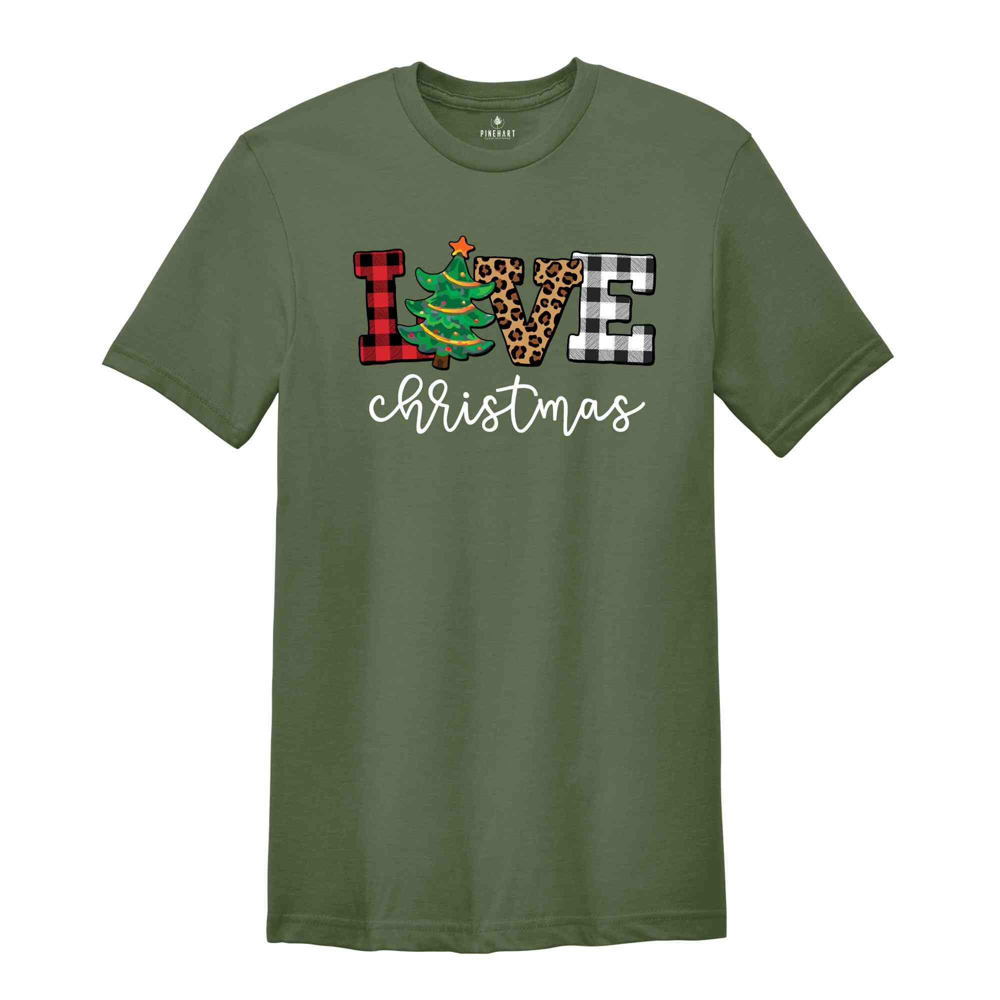 Buffalo Plaid Love Christmas T-Shirt, Funny Christmas shirt, Christmas Gift, Christmas 2025 Shirt, Christmas Tree Shirt