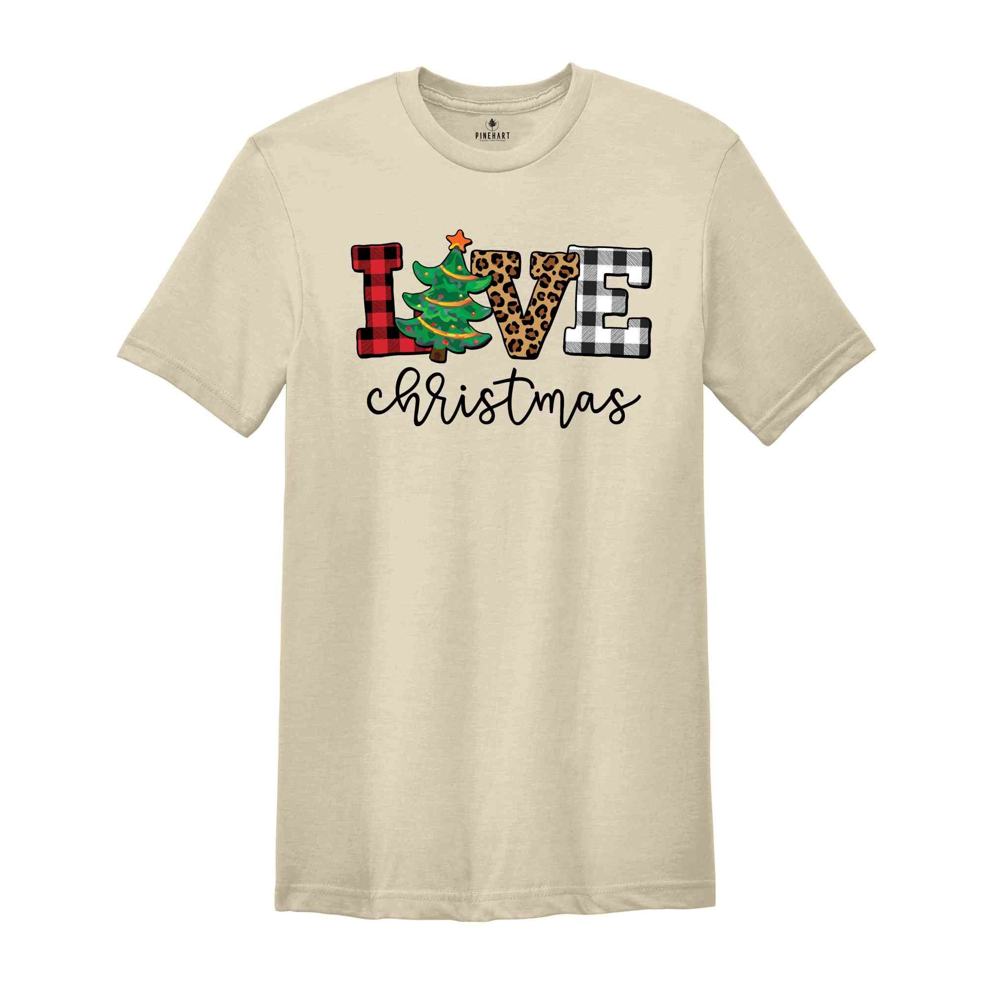 Buffalo Plaid Love Christmas T-Shirt, Funny Christmas shirt, Christmas Gift, Christmas 2025 Shirt, Christmas Tree Shirt
