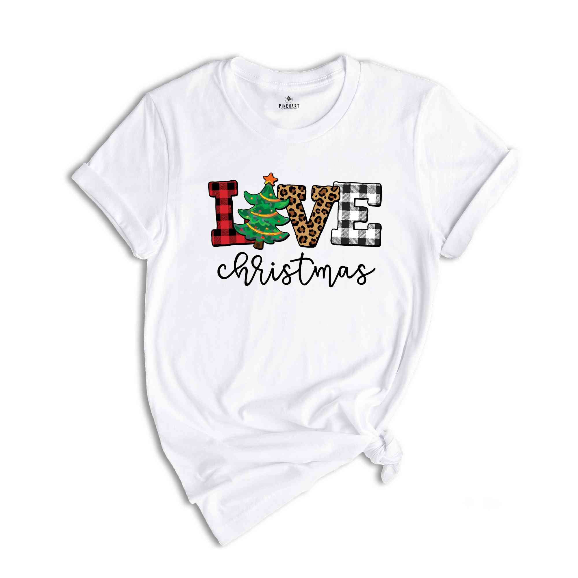 Buffalo Plaid Love Christmas T-Shirt, Funny Christmas shirt, Christmas Gift, Christmas 2025 Shirt, Christmas Tree Shirt