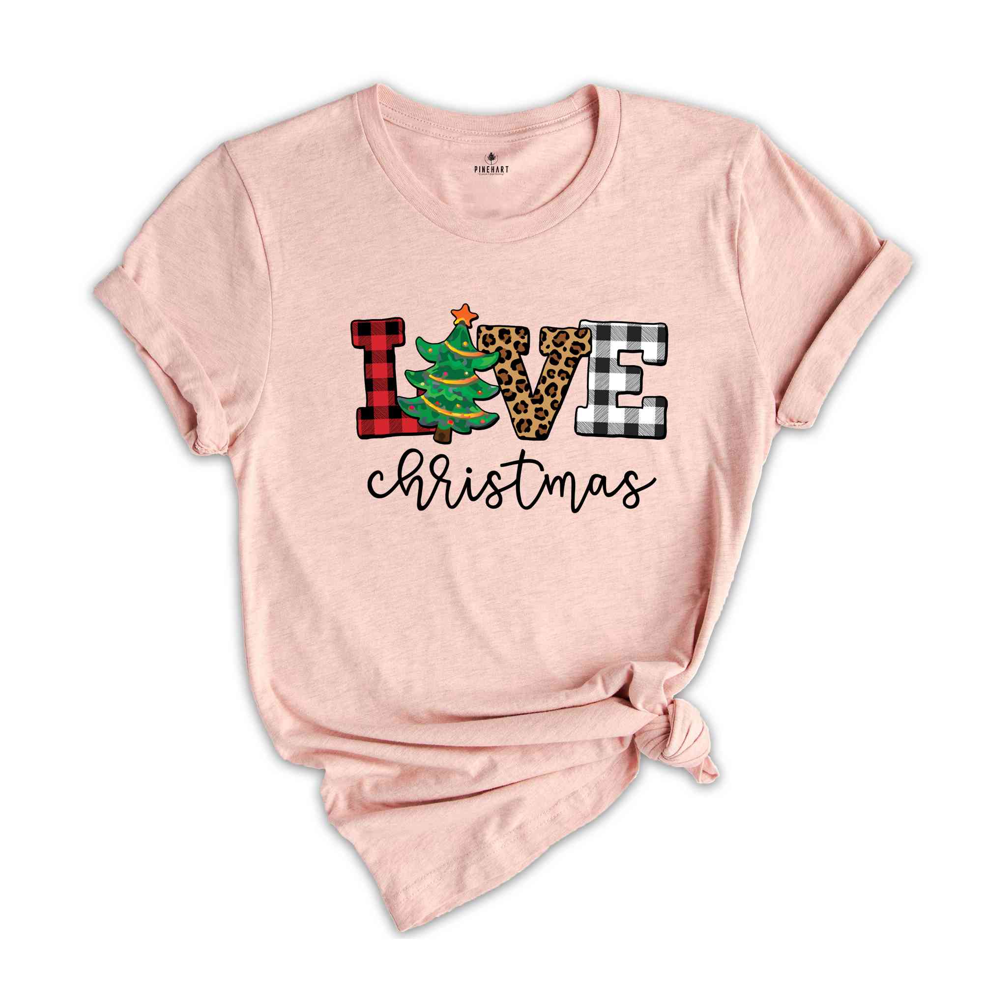 Buffalo Plaid Love Christmas T-Shirt, Funny Christmas shirt, Christmas Gift, Christmas 2026 Shirt, Christmas Tree Shirt