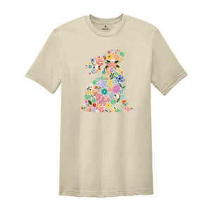 Bunny Flowers Floral Easter Eggs Shirt, Cute Bunny Shirt, Floral Bunny Shirt, Easter Day Gift, Cute Bunny Shirt, Happy Easter Shirt