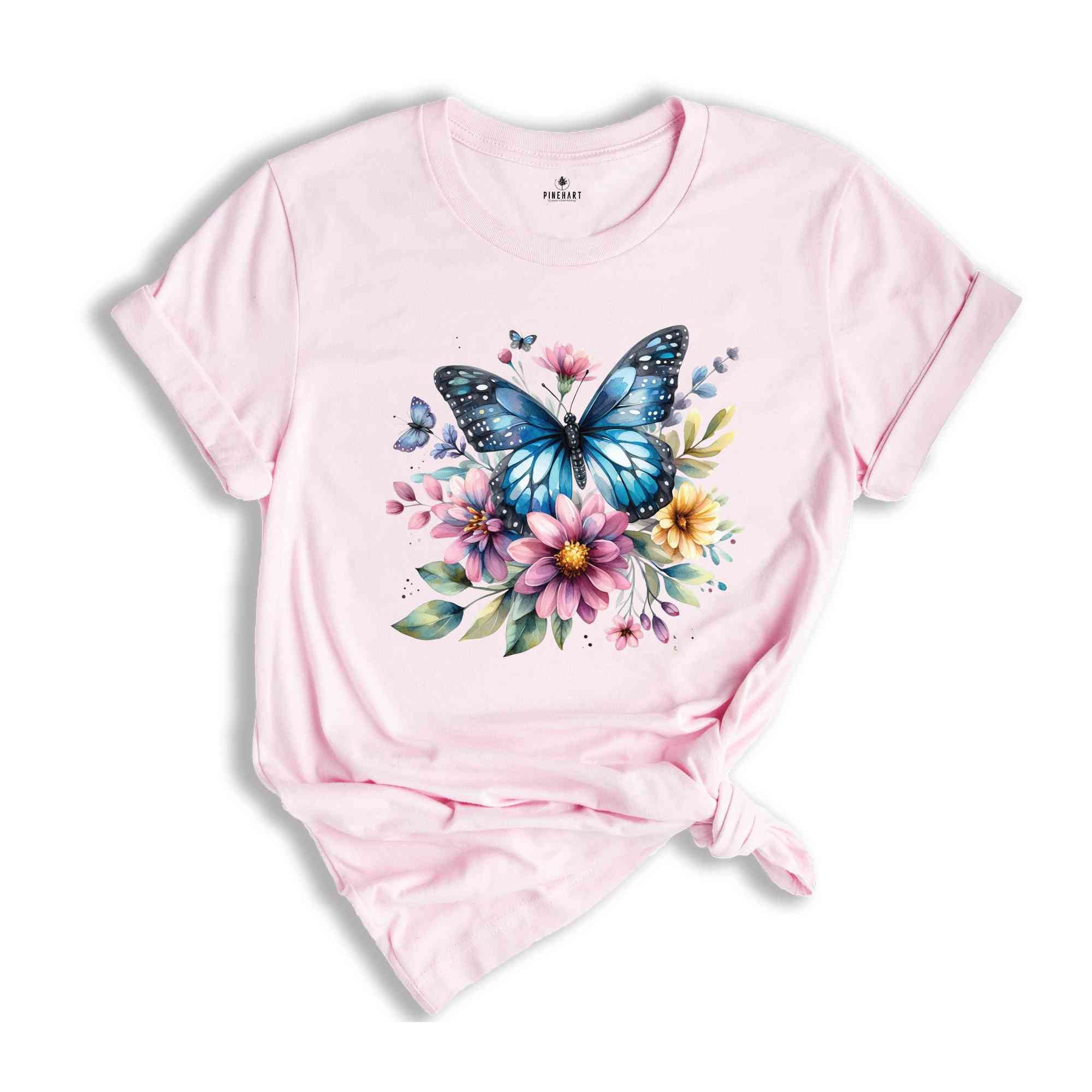 Butterfly Shirt, Floral Nature Shirt, Wildlife Shirt, Gardening Lover Shirt, Garden Mom Shirt, Plant Lady Shirt, Nana Shirt, Floral Shirt