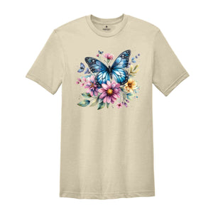 Butterfly Shirt, Floral Nature Shirt, Wildlife Shirt, Gardening Lover Shirt, Garden Mom Shirt, Plant Lady Shirt, Nana Shirt, Floral Shirt