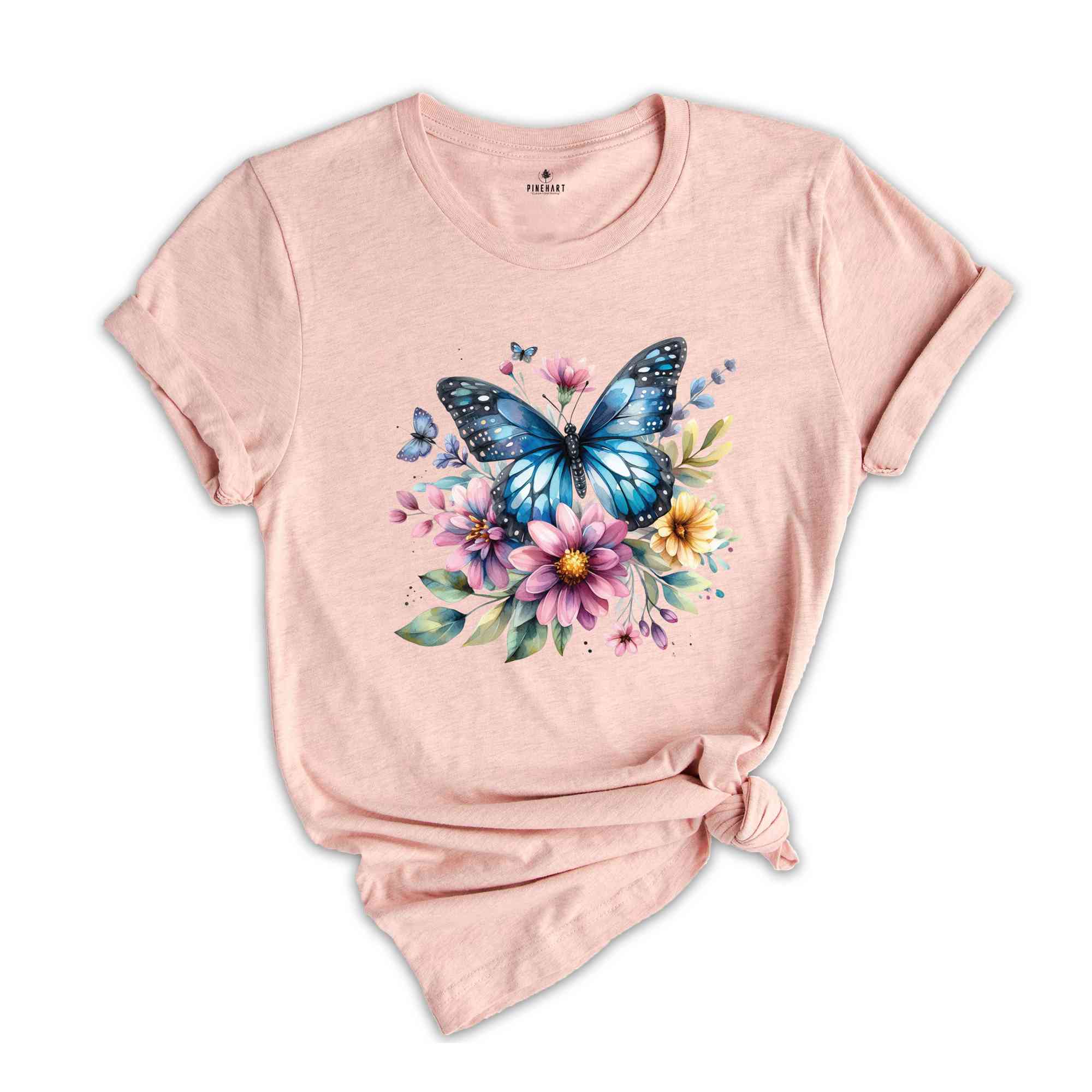 Butterfly Shirt, Floral Nature Shirt, Wildlife Shirt, Gardening Lover Shirt, Garden Mom Shirt, Plant Lady Shirt, Nana Shirt, Floral Shirt