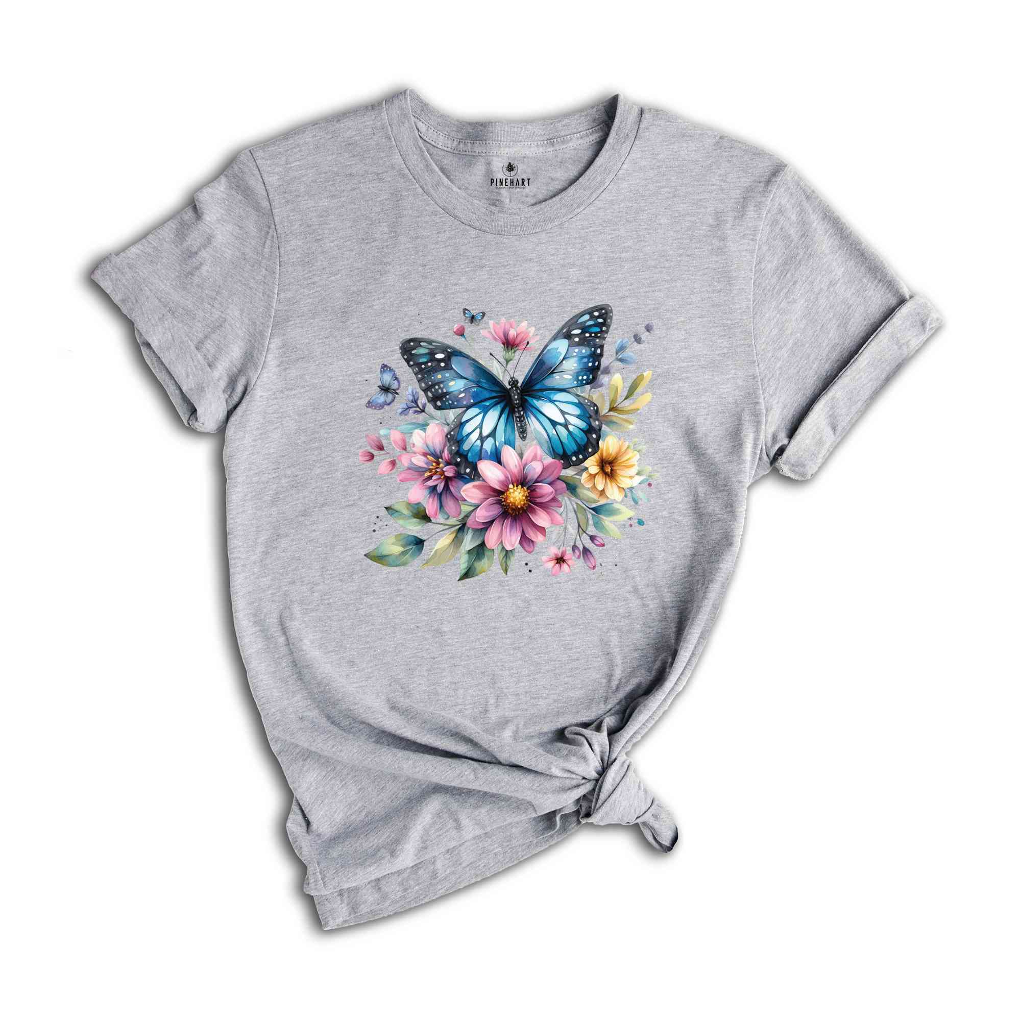 Butterfly Shirt, Floral Nature Shirt, Wildlife Shirt, Gardening Lover Shirt, Garden Mom Shirt, Plant Lady Shirt, Nana Shirt, Floral Shirt