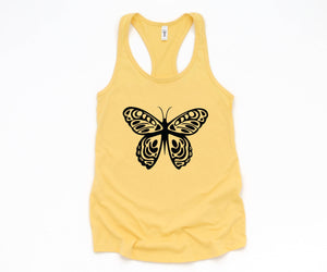 Butterfly Tank Top, Doodled Butterfly Tank Top, Insect Tank Top, Doodles Tank Top, Nature Tank Top, Summer Tank Top, Yoga Tank Top