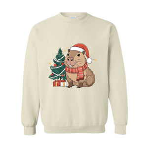 Capybara Christmas Sweatshirt, Gift for Capybara, Capybara Lover Hoodie, Funny Capybara Hoodie, Christmas Jumper Hoodie