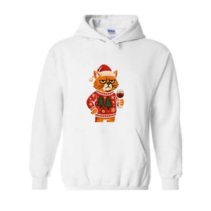 Cat Christmas Sweatshirt, Cat Mom Christmas Gift, Cool Holiday Hoodie, Funny Christmas Cat Hoodie, Cat Lover Christmas Gift