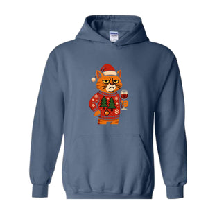 Cat Christmas Sweatshirt, Cat Mom Christmas Gift, Cool Holiday Hoodie, Funny Christmas Cat Hoodie, Cat Lover Christmas Gift