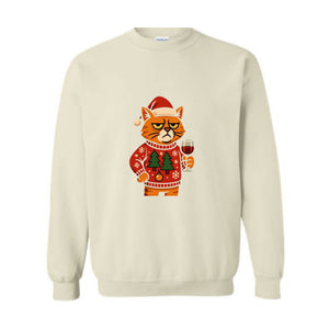 Cat Christmas Sweatshirt, Cat Mom Christmas Gift, Cool Holiday Hoodie, Funny Christmas Cat Hoodie, Cat Lover Christmas Gift