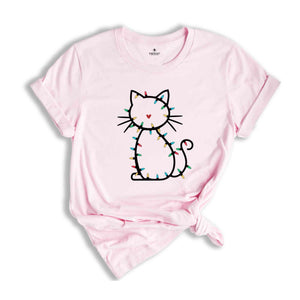 Cat Light Christmas Shirt, Christmas Cat Shirt, Cat Mom Christmas Gift, Funny Christmas Shirt, Cat Lover Christmas Gift