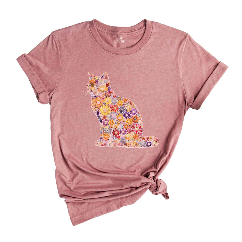 Cat Mom Shirt, Floral Cat Shirt, Floral Cat Tee, Cat Lover Shirt, Animal Lover Tee, Cat Lovers Shirt, Flowers Shirt