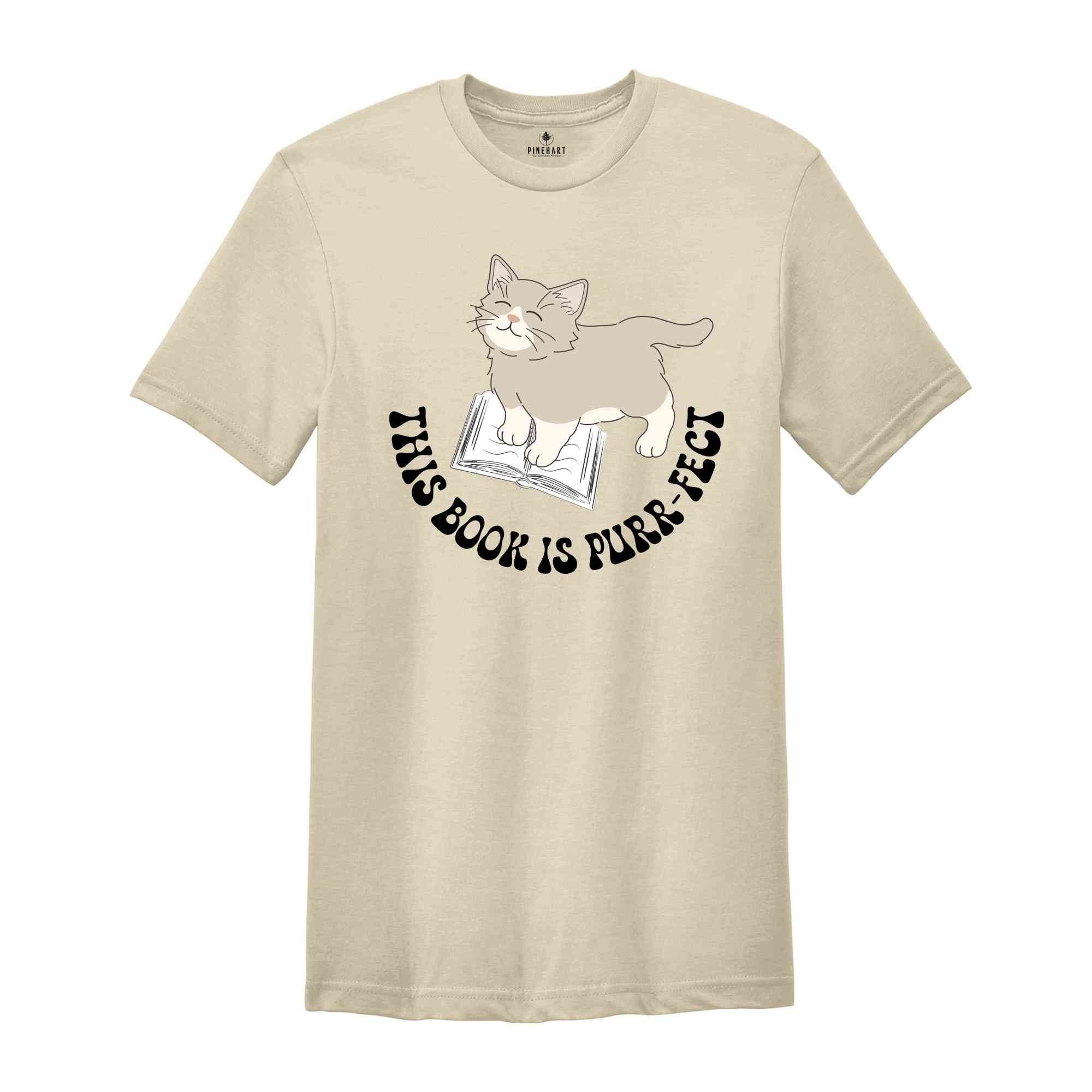 Cat Reading Book Shirt, Cat Book Tee, Bookish Shirt, Book Lover Gift, Book Club T-shirt, Cat Mom Shirt, Gift for Cat Lover, Bookworm Shirt