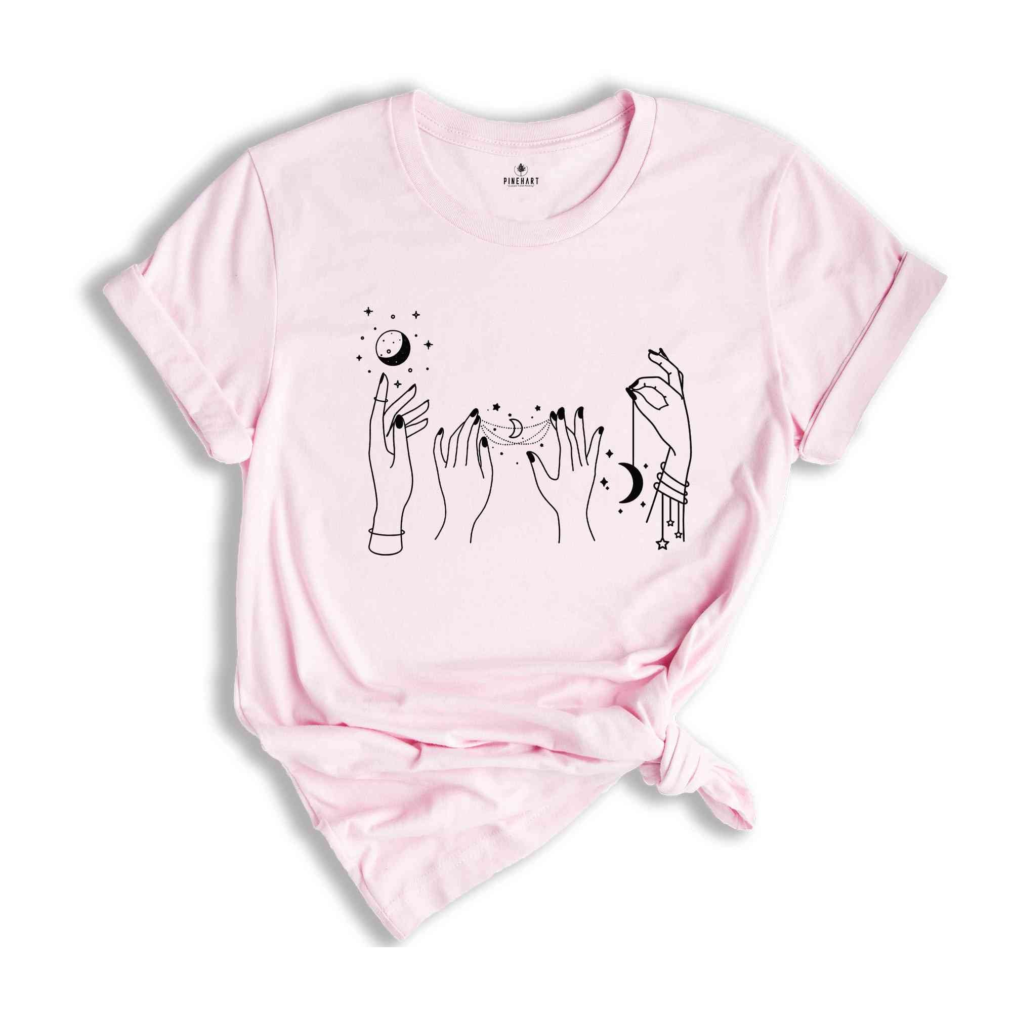 Celestial T-Shirt, Crescent Moon Art T-Shirt, Cute Moon Shirt, Moon Shirt for Women, Gifts for Women